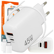 Ładowarka sieciowa USB / USB-C 45W PD QC-3.0 + Kabel USB-C do USB-C (AL45 + ALDG977) AL45K (12)